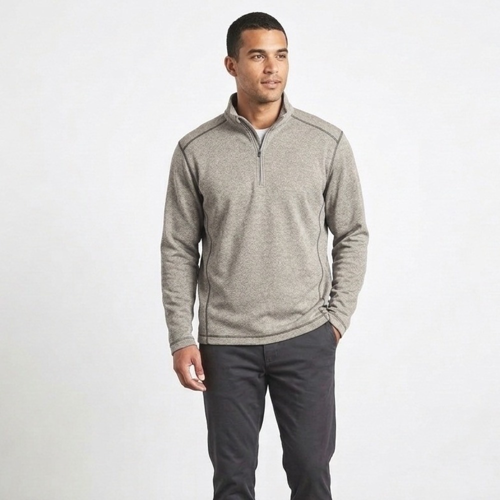 Pebble Beach Performance 1/4 Zip Pullover Gray Beige Mens XL Athletic Golf